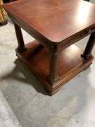 Drexel Heritage Wooden Side Table with Drawers and Shelf