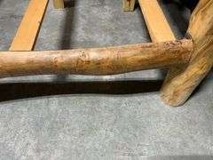 Rustic King-Size Solid Log Bed Frame With 80-Inch Wide Headboard