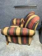 Striped Upholstered Armchair with Rolled Arms, 44 in W x 39 in D x 38 in H