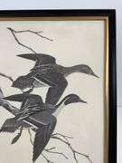 Wood-Slice Frame With Duck Print and Framed 1967 ‘Ducks Unlimited’ Pintail Illustration