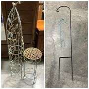 Metal Bird Trellis, Decorative Plant Stand and Shepherds Hook