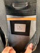 Black Faux Leather Bomber Jacket with Embroidered Logo Patch