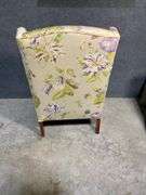 Wingback Armchair with Floral Upholstery and Cabriole Legs