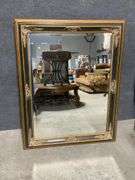 Rectangular Wall Mirror with Ornate Gilded and Painted Frame, 38″ x 48″
