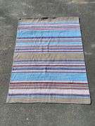 Handwoven Wool Flatweave Rug with Multicolored Striped Design, 71.5” x 49.5”