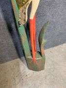 58-inch Carved Wooden Crane Sculpture with Painted Details