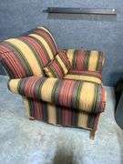 Striped Upholstered Armchair with Rolled Arms, 44 in W x 39 in D x 38 in H