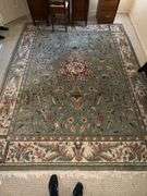 Handwoven Wool Rug with Floral Design, 122” x 92”