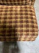 King Hickory Upholstered Armchair and Ottoman Set with Plaid Fabric