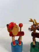 Set of Four Wooden Push Puppet Toys Featuring Animal Figures