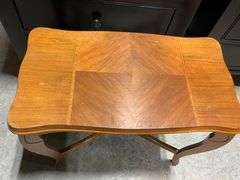 Lightweight Wooden Accent Table with Inlaid Top and Cabriole Legs