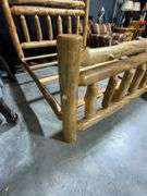 Rustic King-Size Solid Log Bed Frame With 80-Inch Wide Headboard