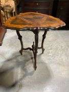 Drop Sides Wood Triangular Accent Table with Carved Legs