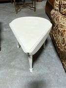 White Folding Drop-Leaf Table with Turned Legs