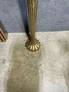 66” Tall Fluted Brass Floor Lamp with Decorative Fabric Shade