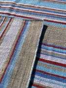 Handwoven Wool Flatweave Rug with Multicolored Striped Design, 71.5” x 49.5”