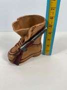 Ceramic Boot-Shaped Vase with Rifle Decoration by Inarco, 6 Inches Tall