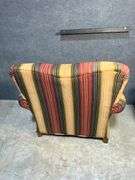 Striped Upholstered Armchair with Rolled Arms, 44 in W x 39 in D x 38 in H
