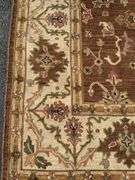Hand-Knotted Wool Rug with Brown and Ivory Floral Motif, 97” x 123”
