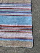Handwoven Wool Flatweave Rug with Multicolored Striped Design, 71.5” x 49.5”