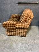 King Hickory Upholstered Armchair and Ottoman Set with Plaid Fabric
