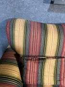 Striped Upholstered Armchair with Rolled Arms, 44 in W x 39 in D x 38 in H
