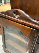 Wall-Mount Wooden Display Cabinet With Glass Door and Decorative Cutout