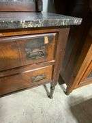 Two-Piece Wood Sideboard with Marble Top and Mirrored Back, 42″W x 18″D x 68″H