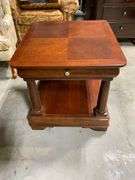 Drexel Heritage Wooden Side Table with Drawers and Shelf