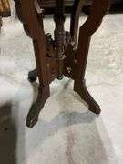 Wooden Pedestal Side Table With Decorative Cutout Base