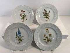 Set of Four Dansk International Designs 9.5” Botanical Porcelain Plates