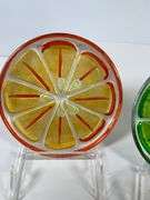 Set of 12 Glass Fruit Slice Plates, 6-Inch, with Four Unique Designs