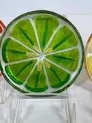 Set of 12 Glass Fruit Slice Plates, 6-Inch, with Four Unique Designs