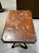 Wooden Pedestal Side Table With Decorative Cutout Base