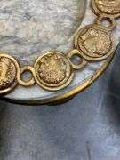 Two-Piece Marble and Gilt Metal Pedestal Bowl with Decorative Medallion Detailing