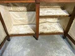 Two-Piece Wooden Sideboard With Mirrored Hutch and Carved Panel Doors