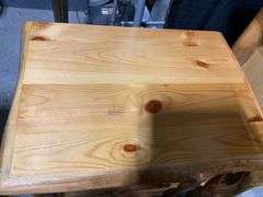 Rustic Pine Three-Drawer Nightstand With Natural Log Details