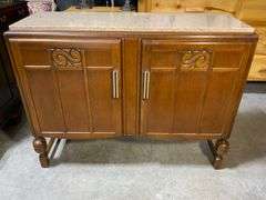 Wooden Sideboard with Marble Top and C.W.S. Ltd. Makers Label