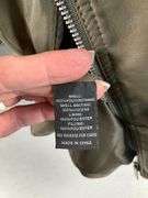 Baccini Women’s Olive Faux Leather Jacket with Quilted Panels, Size Large