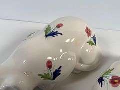 Pair of Portuguese Ceramics Cats, Floral Design