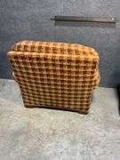 King Hickory Upholstered Armchair and Ottoman Set with Plaid Fabric