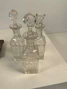 Victorian-Style Cruet Set with Glass Bottles and Metal Holder