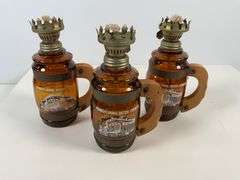 Set of Three Amber Glass Pennsylvania Dutch Country Lantern Mugs