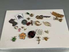 Collection of Assorted Costume Jewelry Pins, Brooches and Hair Clips