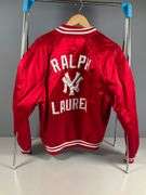 Ralph Lauren MLB Collaboration New York Yankees Red Satin Jacket, Size L