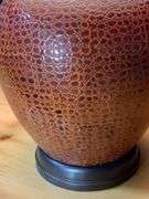 Table Lamp with Textured Base and Fabric Shade, 28” Tall