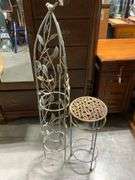 Metal Bird Trellis, Decorative Plant Stand and Shepherds Hook