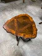 Drop Sides Wood Triangular Accent Table with Carved Legs
