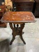 Wooden Pedestal Side Table With Decorative Cutout Base