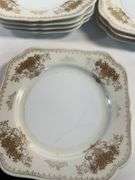 Lot of 9 Black Towers China 7.5” Square Side Plates, Made in Japan
